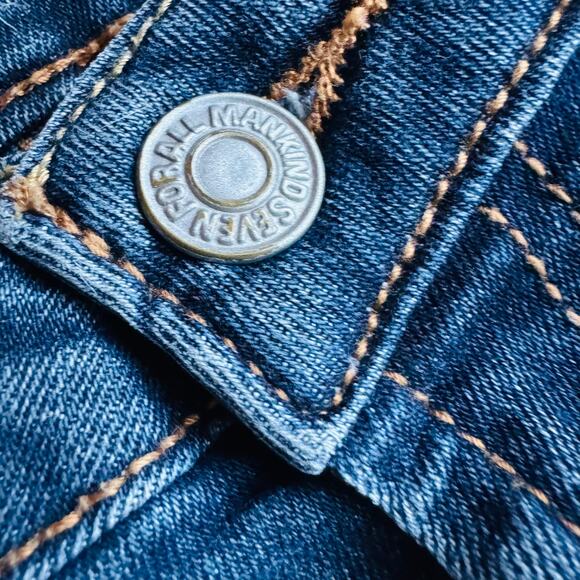 7 For All Mankind Kids Skinny Straight Cotton Blue Denim Jeans Size 14 - Picture 5 of 10